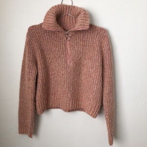 SINCERELY JULES Half Zip Wool Blend Pullover Pink S